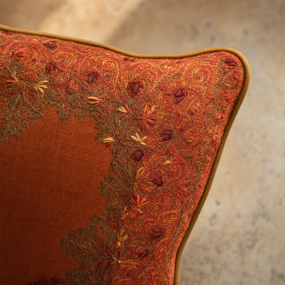 Jamawar Cushion - Tufted Center Button