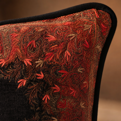 Jamawar Cushion - Tufted Center Button