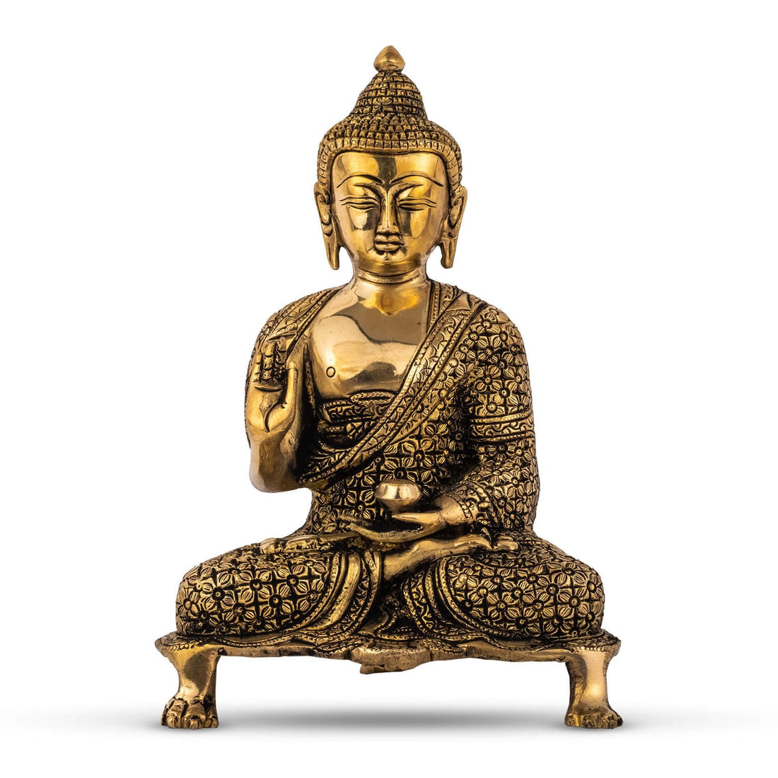 Buddha On Three Leg Base - Small in Brass