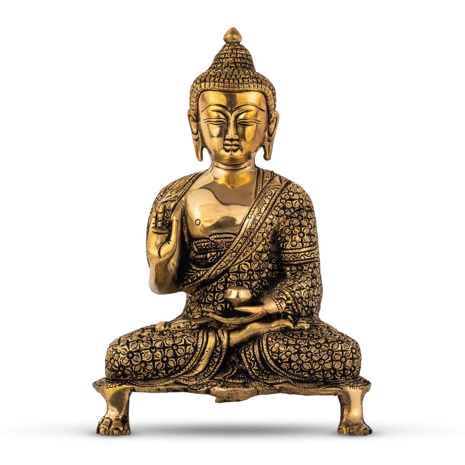 Buddha On Three Leg Base - Small in Brass