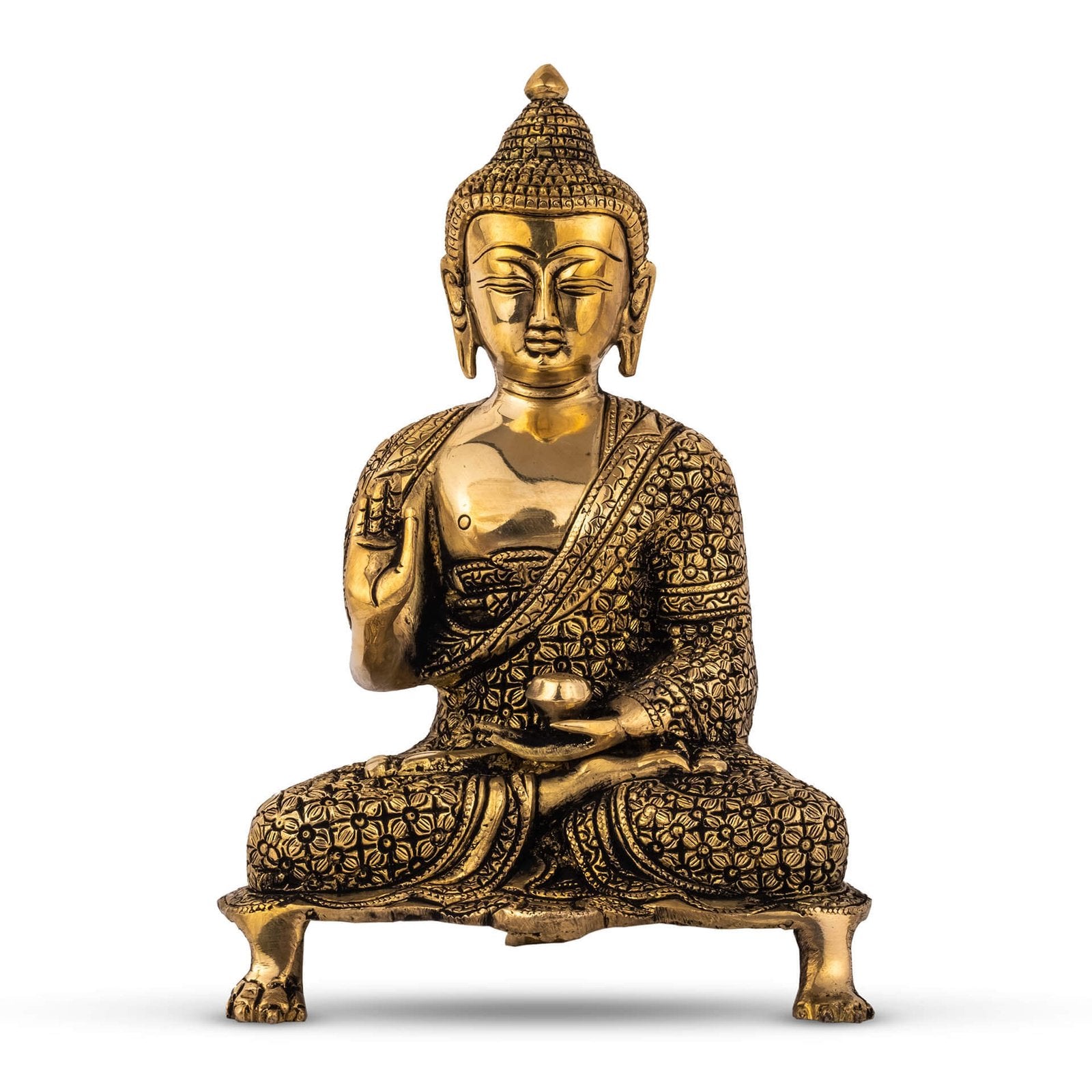 Buddha On Three Leg Base - Small in Brass