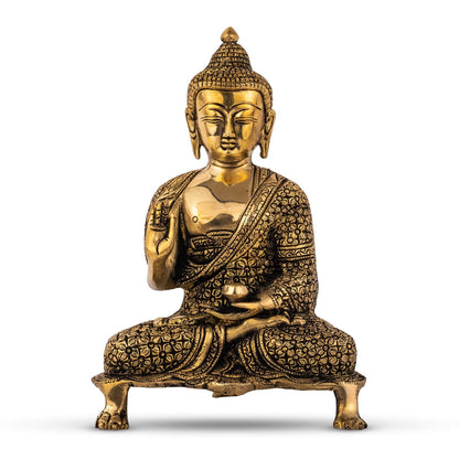 Buddha On Three Leg Base - Small in Brass