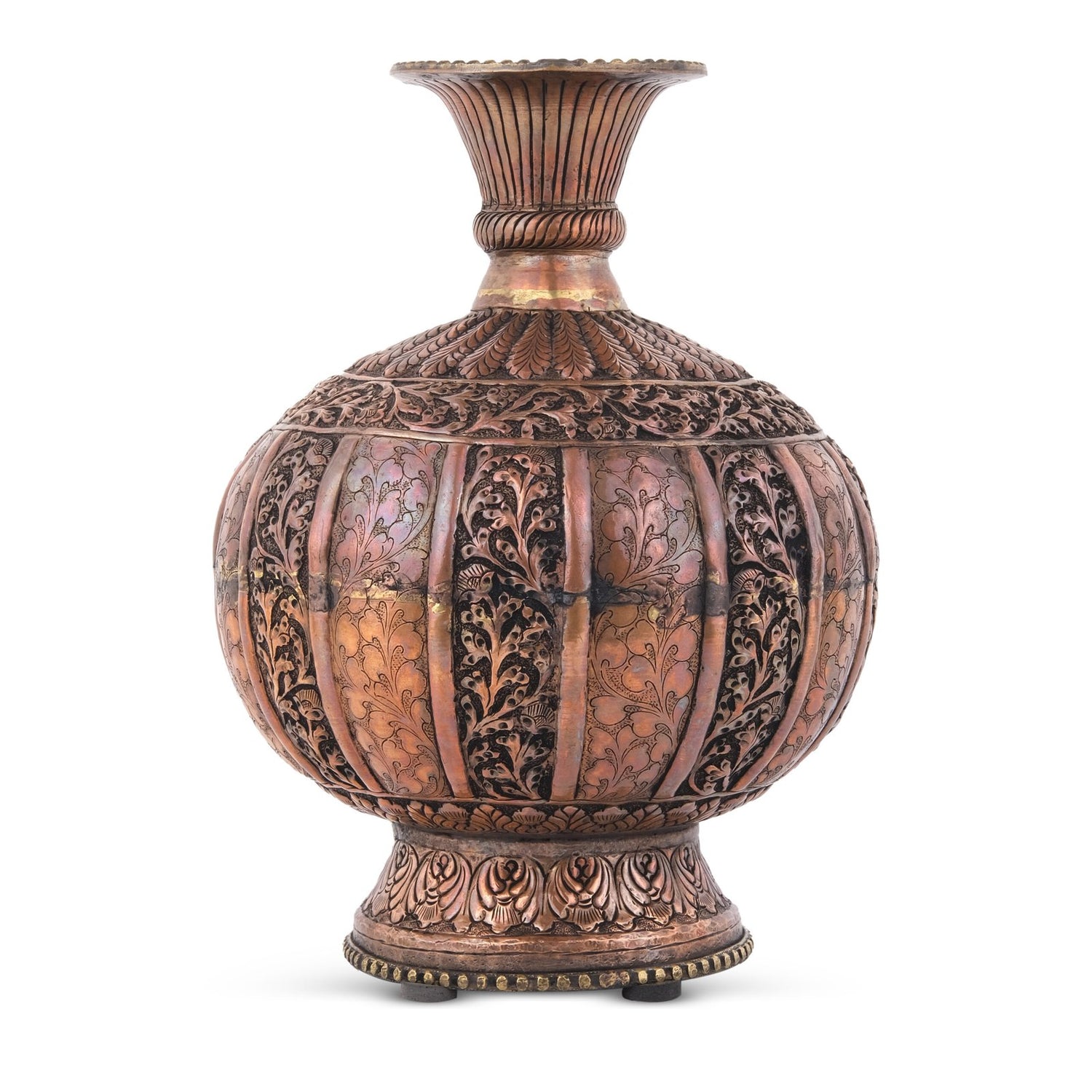 Vintage Carved Pot -  Copper