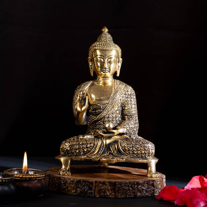 Buddha On Three Leg Base - Small in Brass