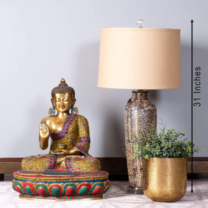 Mosaic Buddha Sitting - Large in Brass