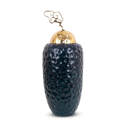 Hammered Vase - Black in  Ceramic