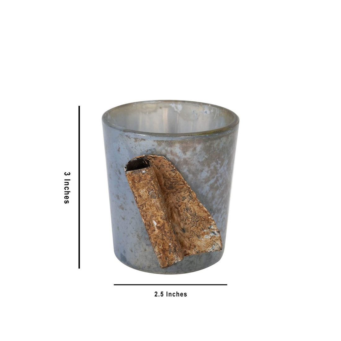 Tea Light Holder - Glass With Metal Motive