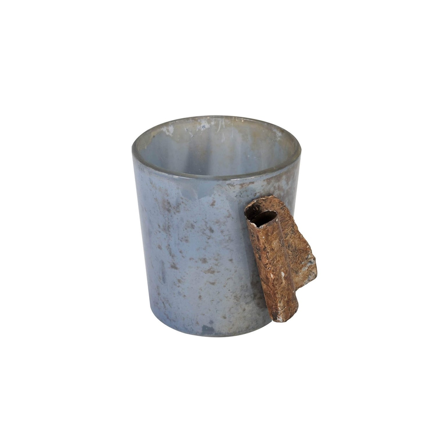 Tea Light Holder - Glass With Metal Motive