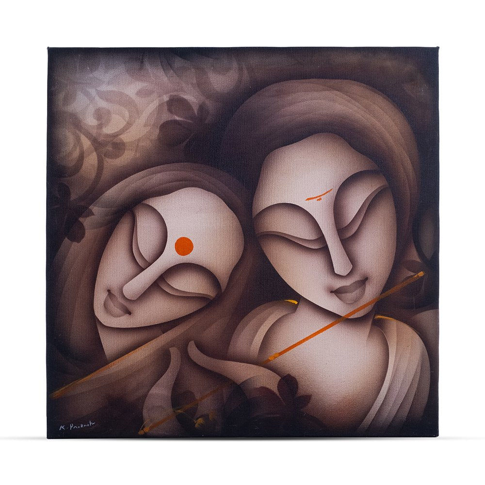 Radha Krishna By K - Prakash - Acrylic on canvas