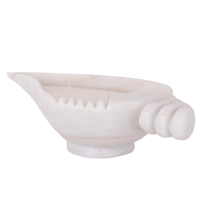 Shankh Candle - Beige in Marble and Wax