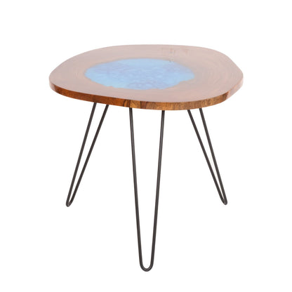 Alcoholic Ink Art  - Side Table in Wood and Resin