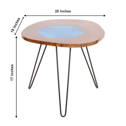 Alcoholic Ink Art  - Side Table in Wood and Resin