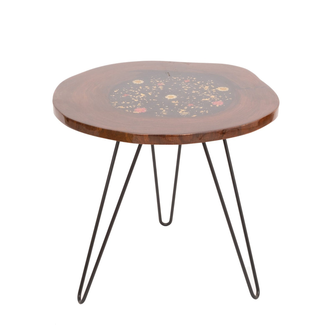 Cookie Slice Flora Table - Wood and Resin