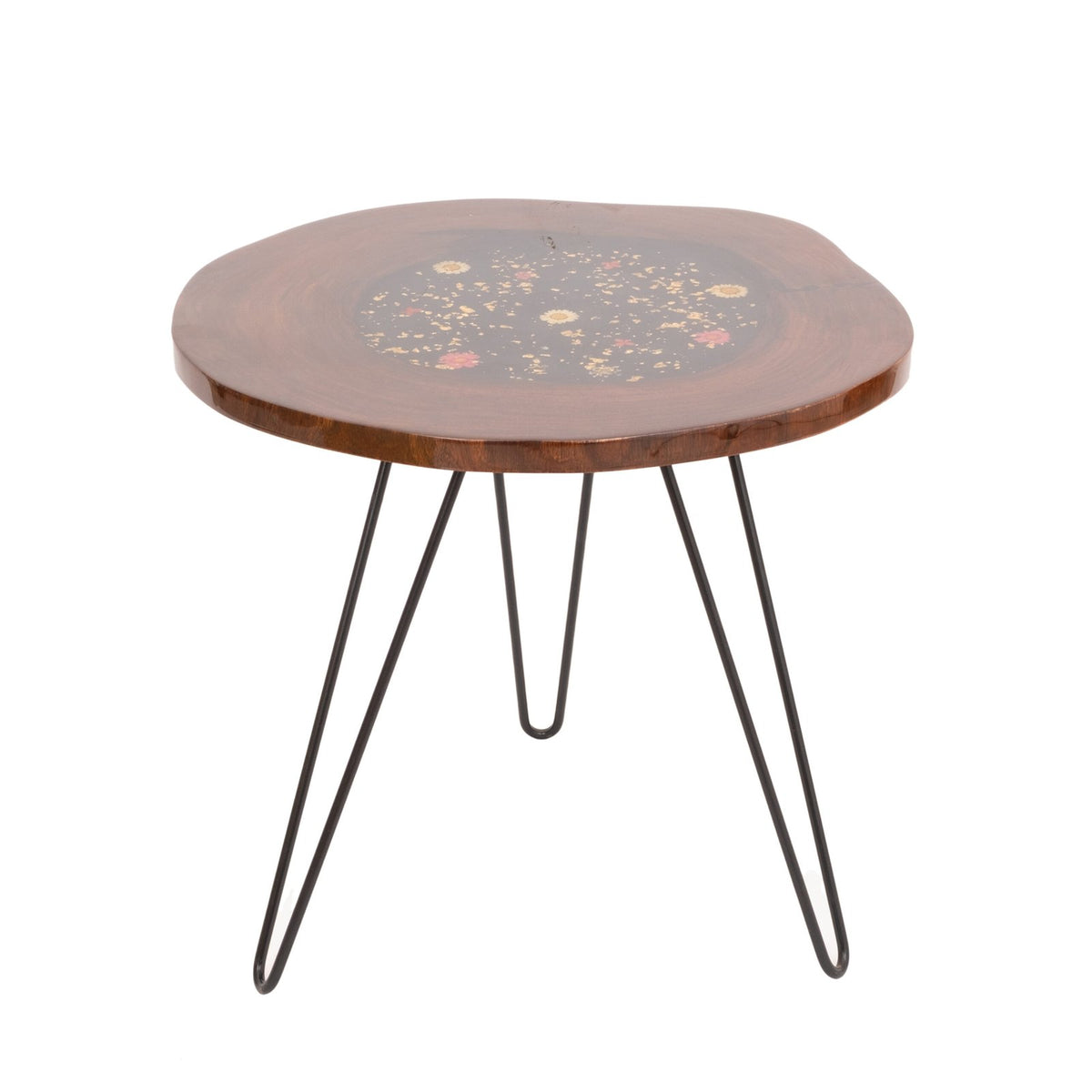 Cookie Slice Flora Table - Wood and Resin