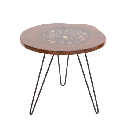 Cookie Slice Flora Table - Wood and Resin