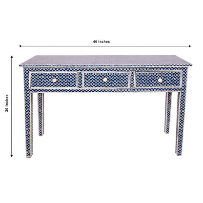 Bone Console Table - Blue in Wood and Inaly