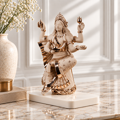 Durga Idol - Grey in Resin and Gold Plated