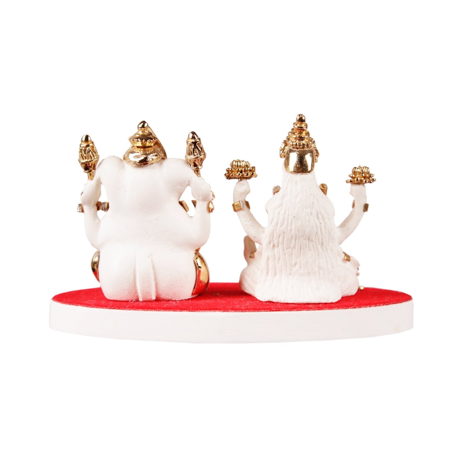 Lakshmi Ganesh Idol - White in Resin and Gold Plated