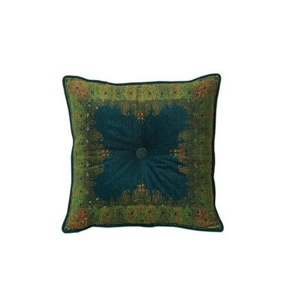 Jamawar Cushion - Tufted Center Button