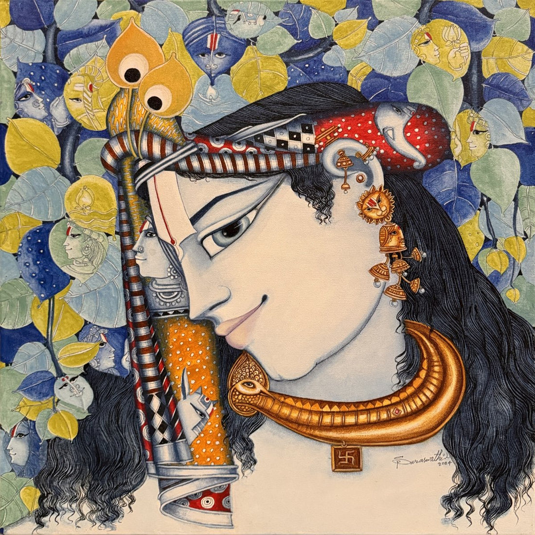 Krishna By L Saraswathi -  Acrylic on canvas