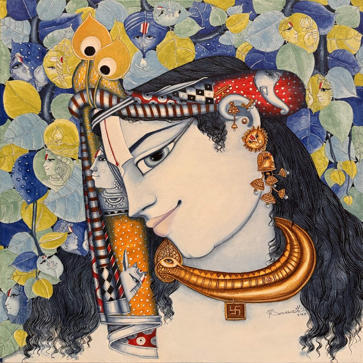 Krishna By L Saraswathi -  Acrylic on canvas