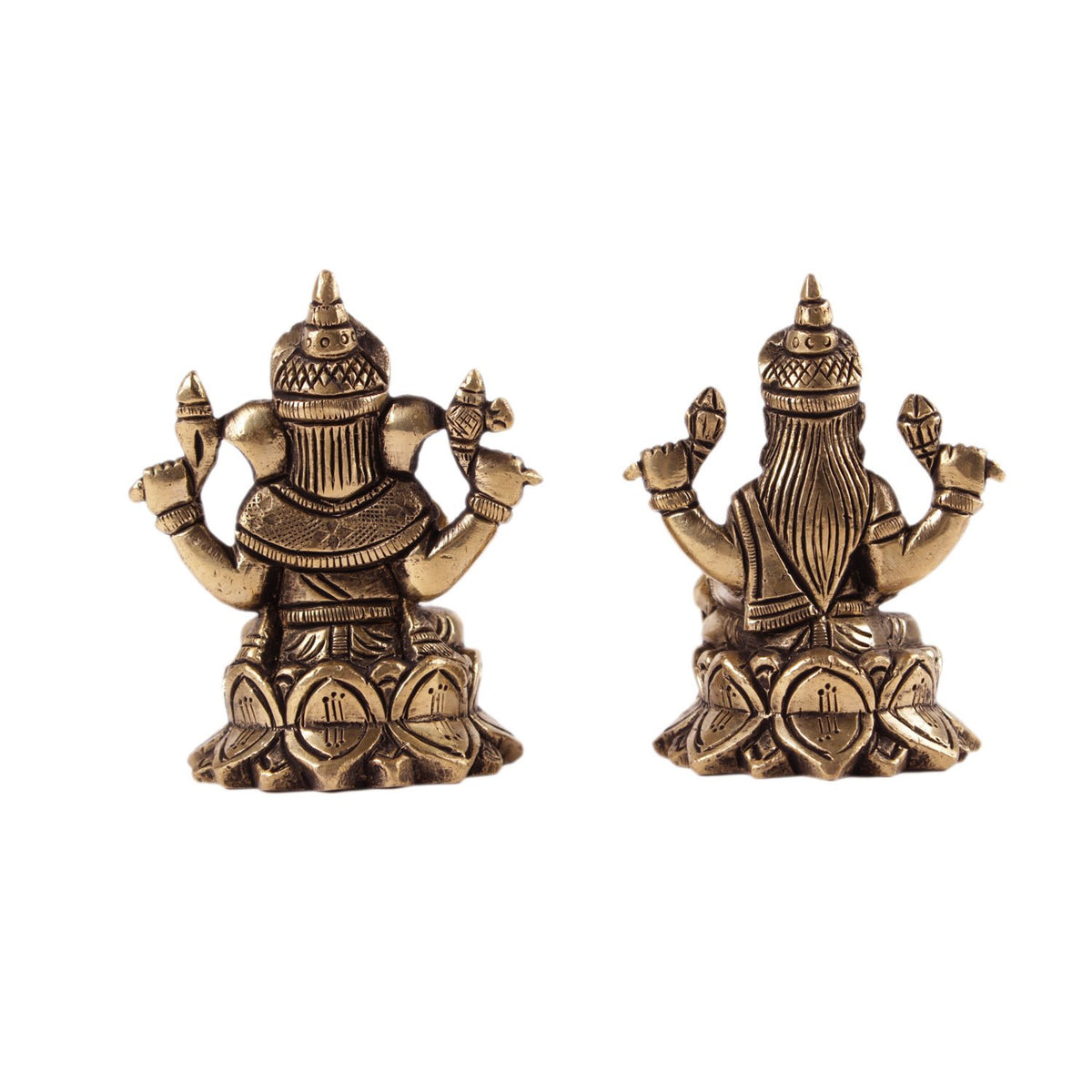 Ganesh  Lakshmi Seated On A Louts - Brass