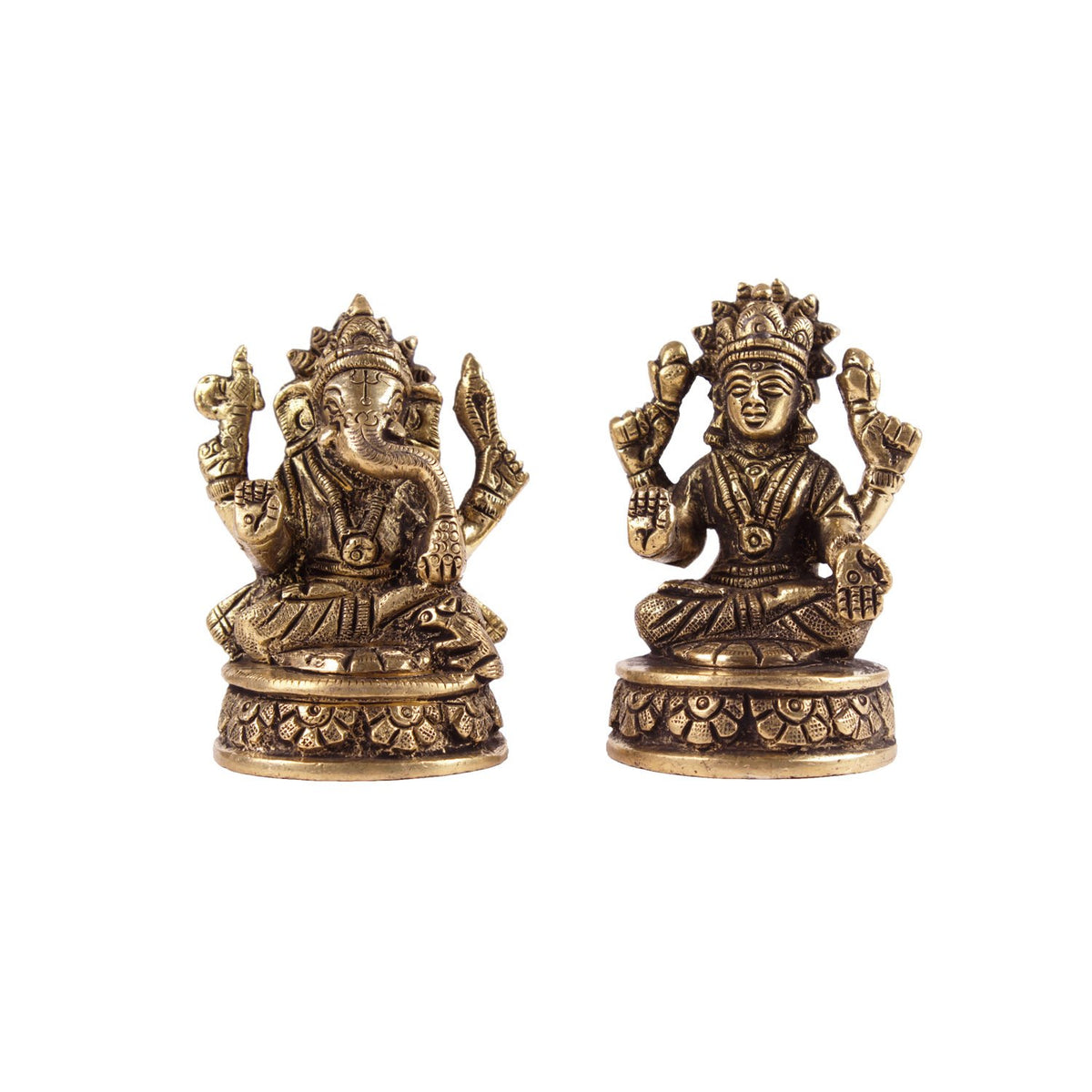 Ganesh Lakshmi Idol - Large in Brass