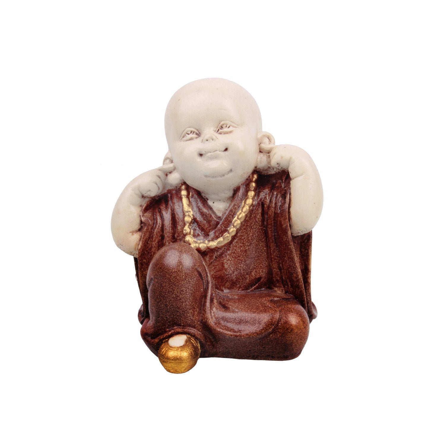 Hear No Ill Monk - Brown in Composite Marble