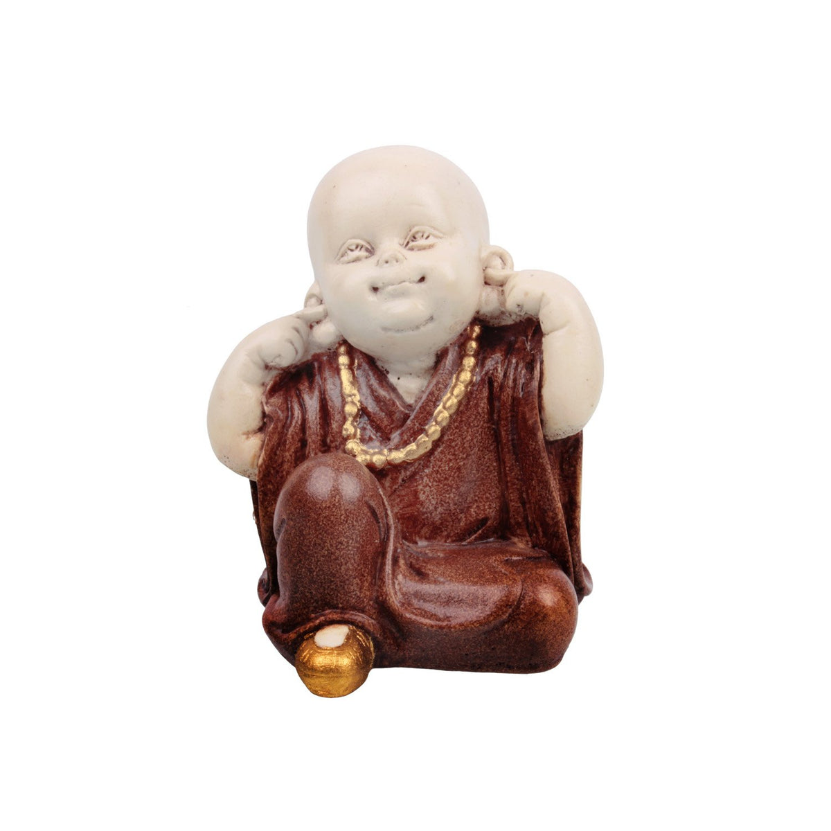 Hear No Ill Monk - Brown in Composite Marble