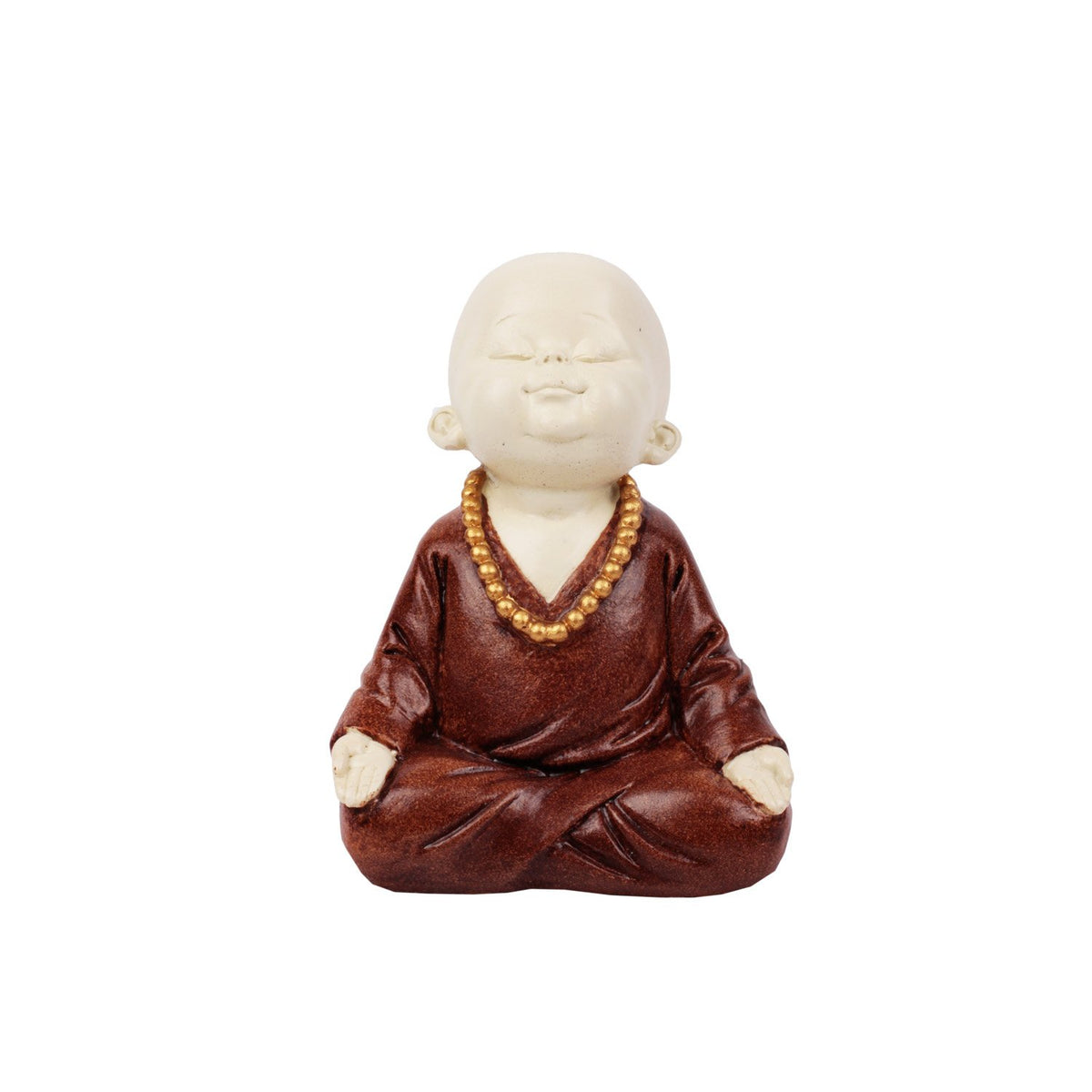 Meditating Monk - Brown in Composite Marble