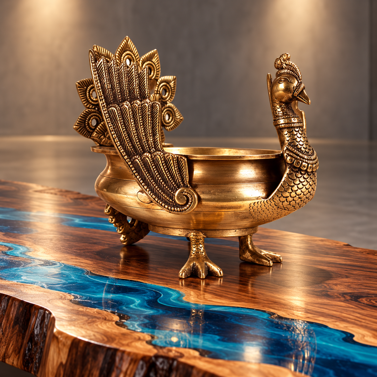 Peacock Urli - Small in Brass
