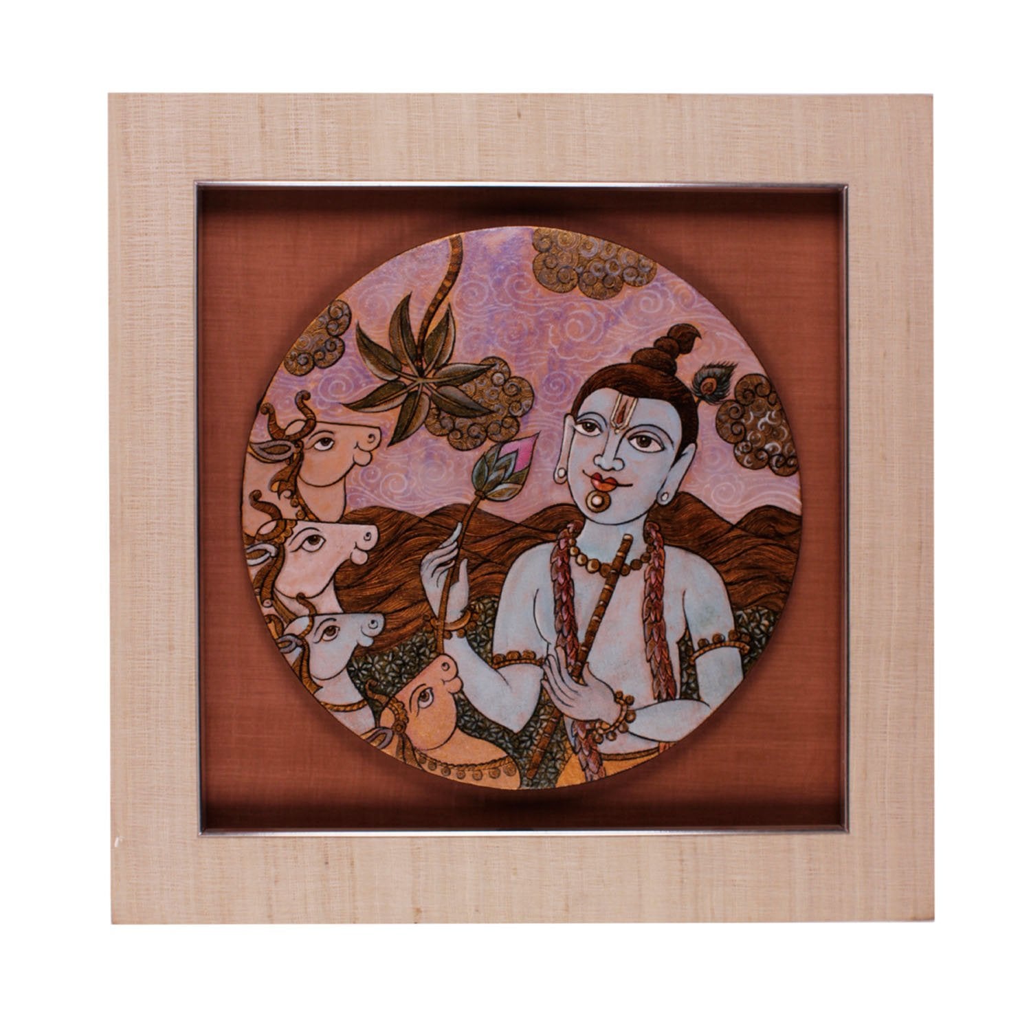 Kahna With Lotus By Sheetal Chitlangiya - Acrylic on canvas