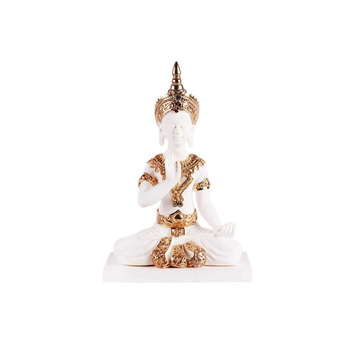 Large Buddha  - White in Resin and Gold Plated