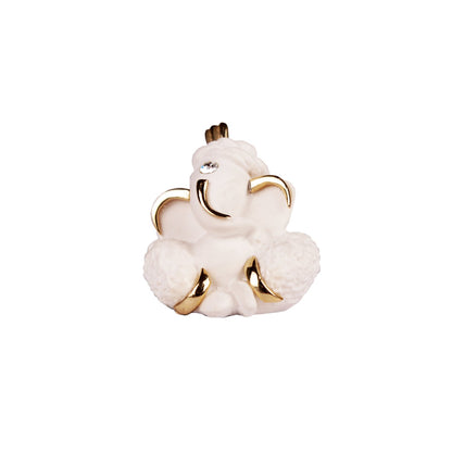 Minature Ganesh Idol - White in Resin and Gold Plated
