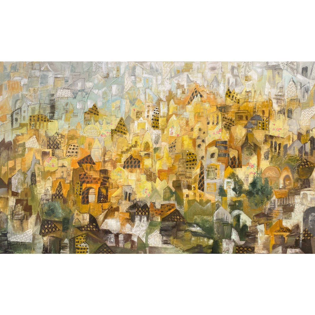 The Golden City  Painting By Smita Jain – Mixed media on canvas