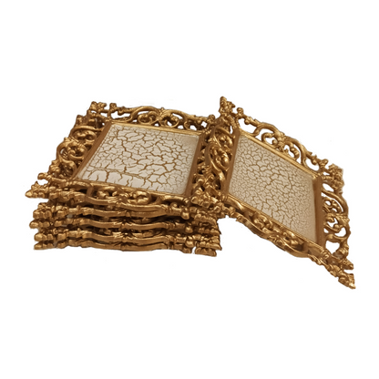 Zareen Square Coasters Set Of 6 - White in Metal