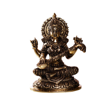 Saraswati Idol - Oval Base in Brass