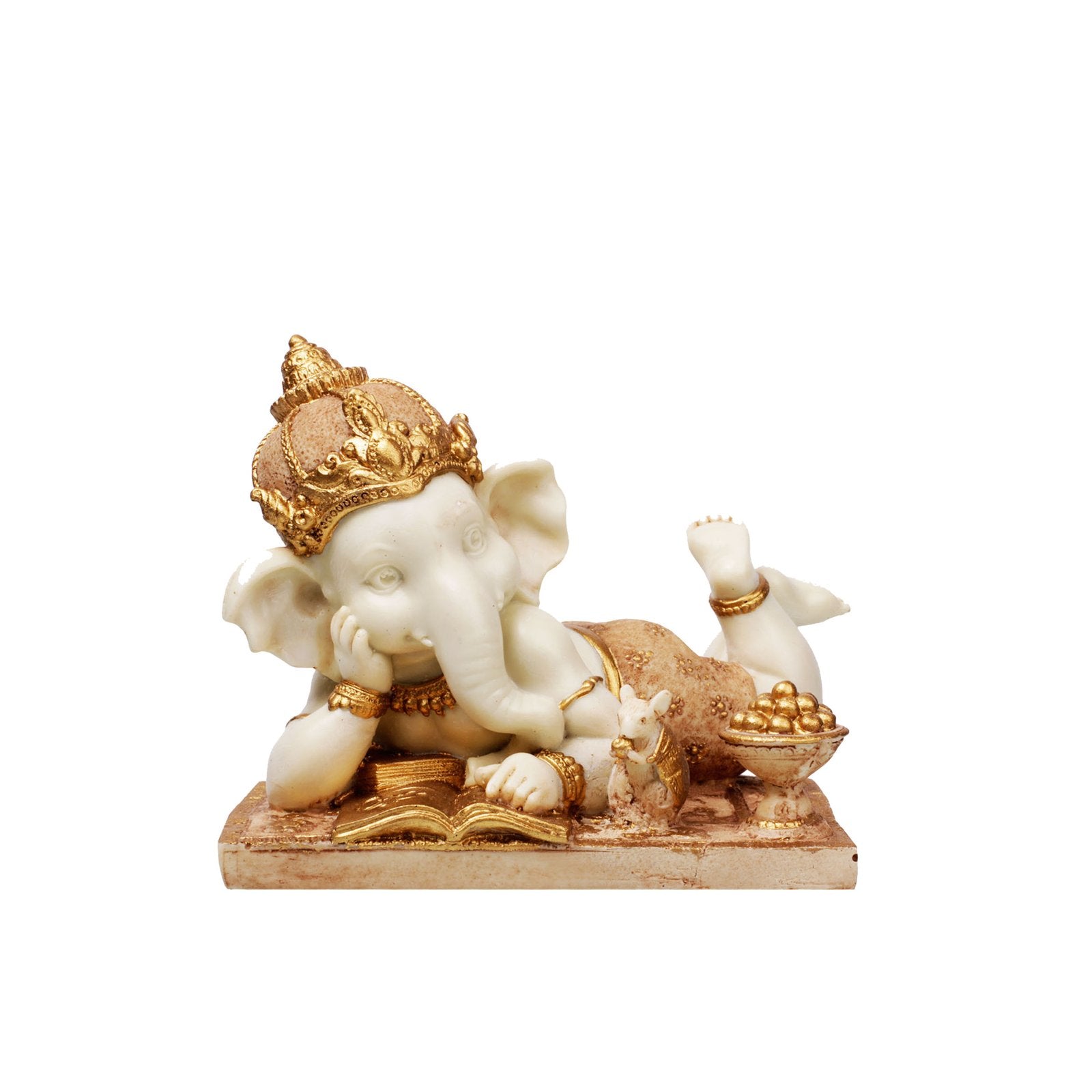 Baby Ganesha Reading To Mushak Idol  - Composite Marble