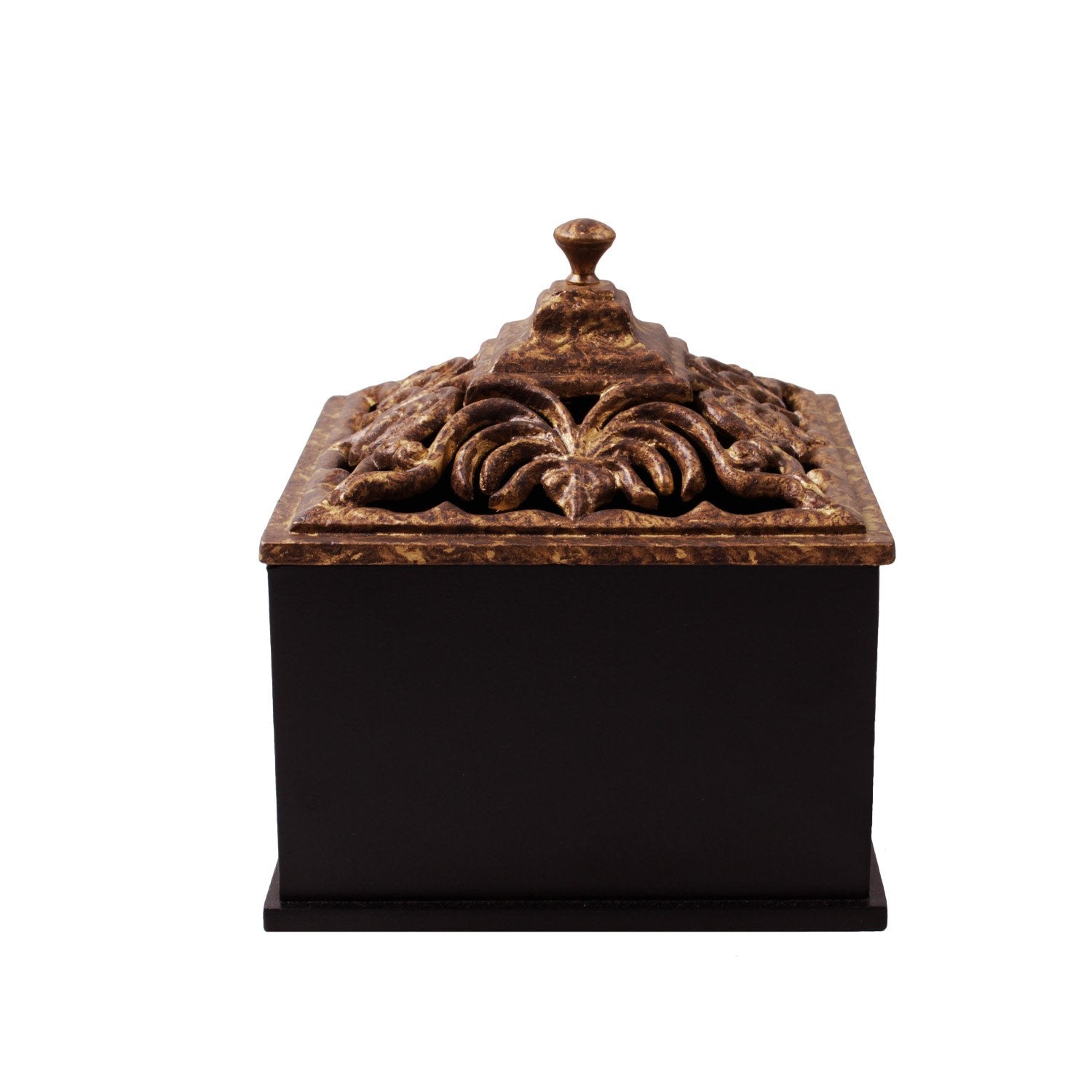 Jharokha Box - Large Gold and Black in Metal and Wood