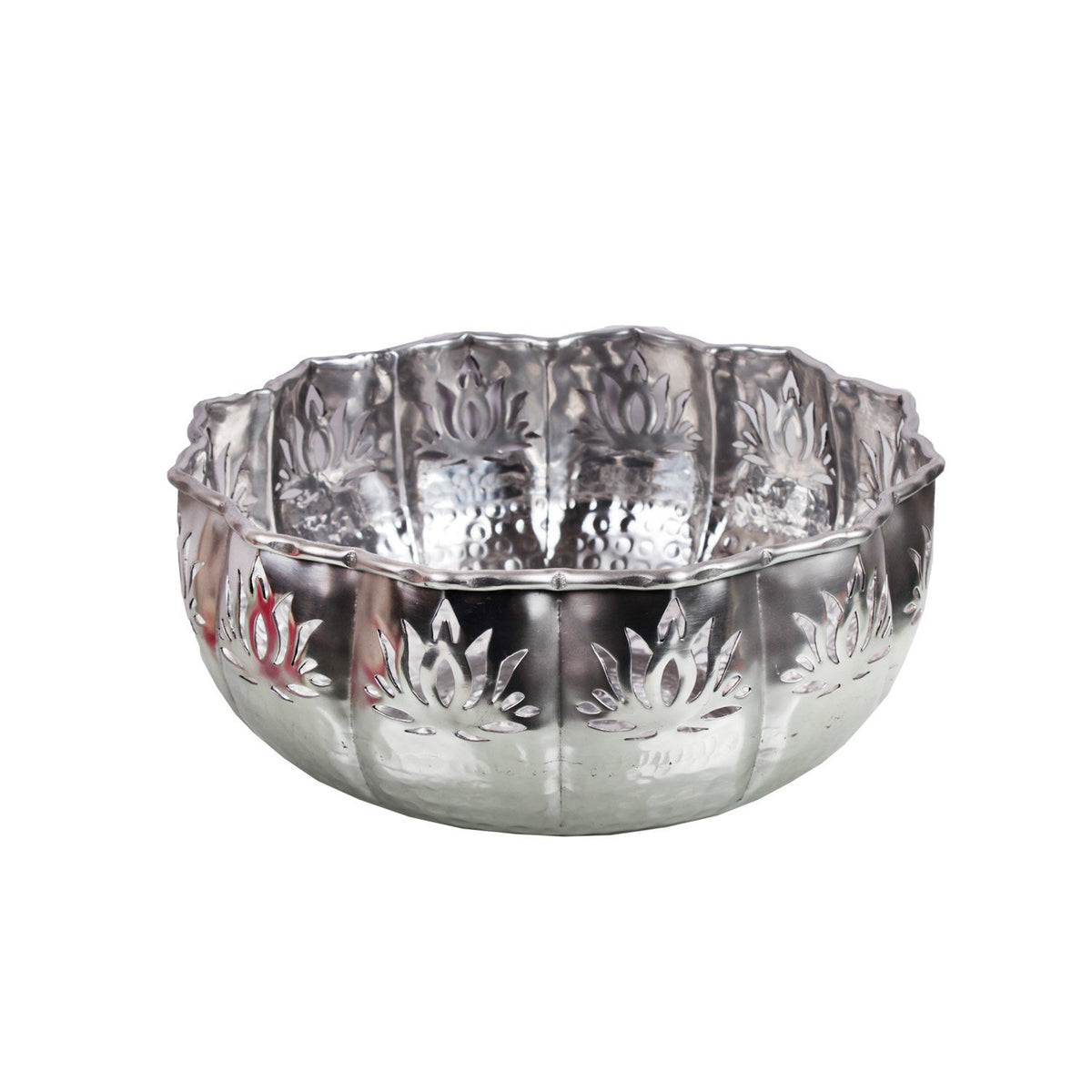 Padma Urli With Stand –  Silver in Brass Sheet
