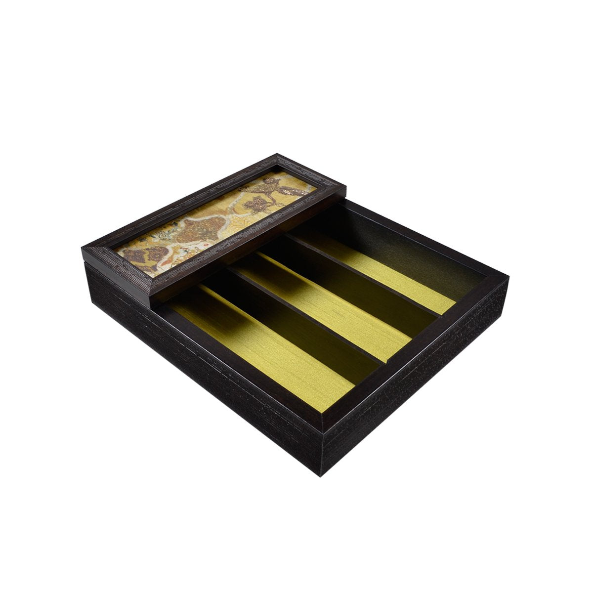 Odyssey Jharokha Cutlery Box Cover - Green in Wood and Glass