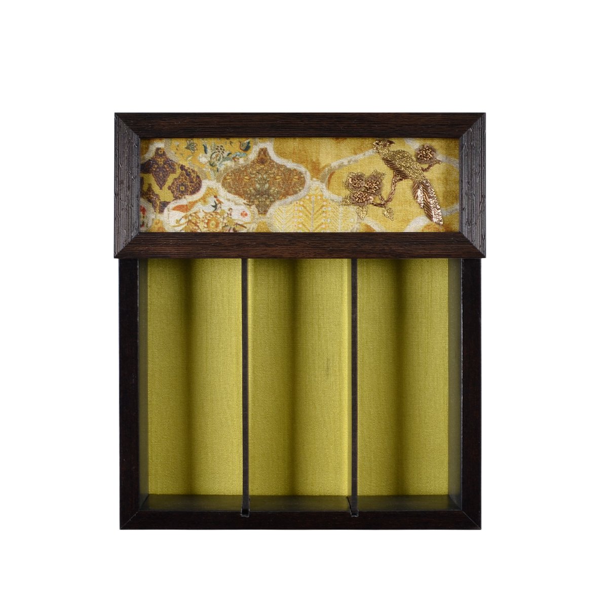 Odyssey Jharokha Cutlery Box Cover - Green in Wood and Glass