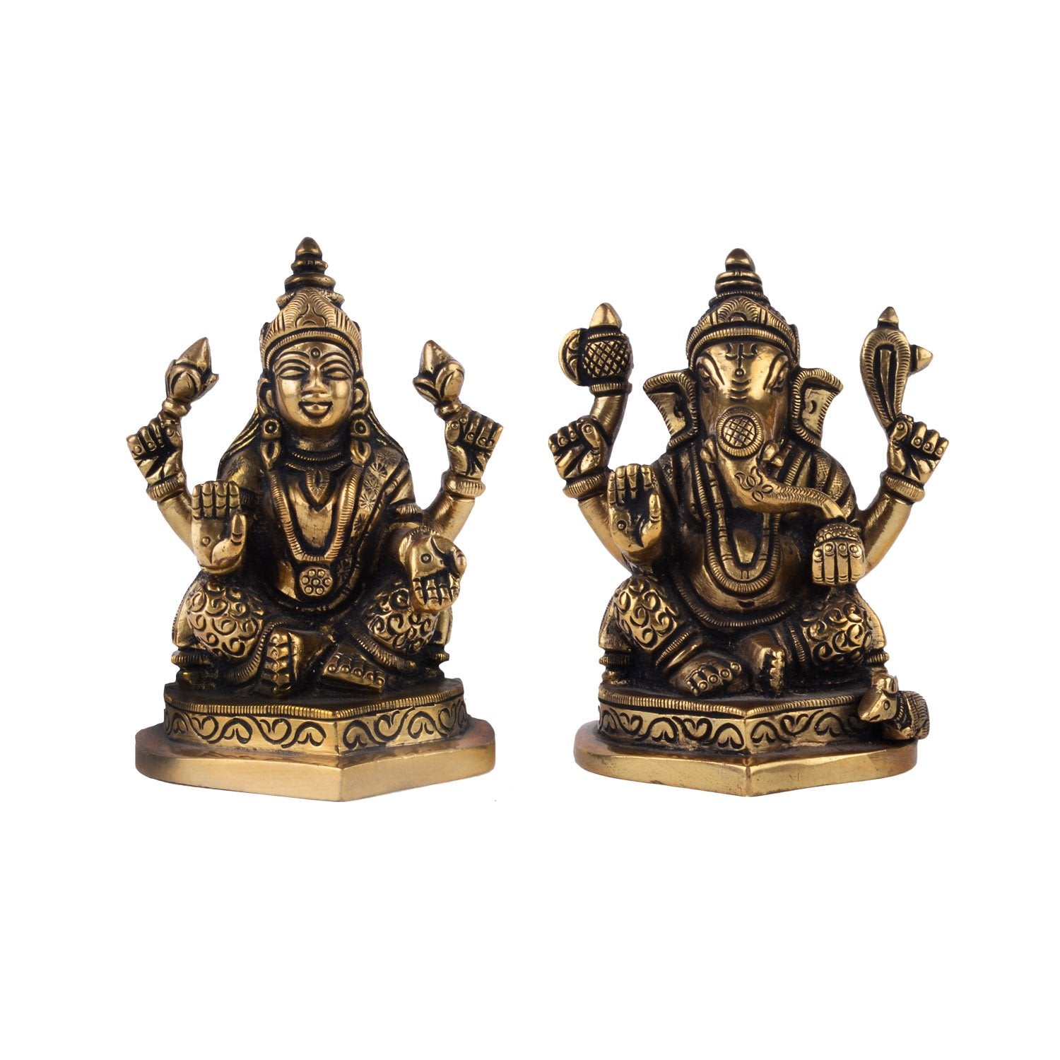 Laxmi And Ganpati Idol - Brass