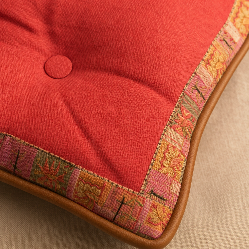 Jamawar Cushion - Tufted Center Button