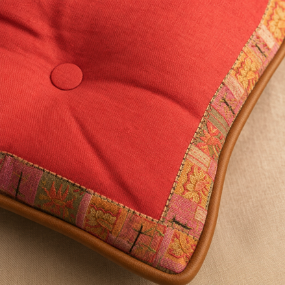 Jamawar Cushion - Tufted Center Button