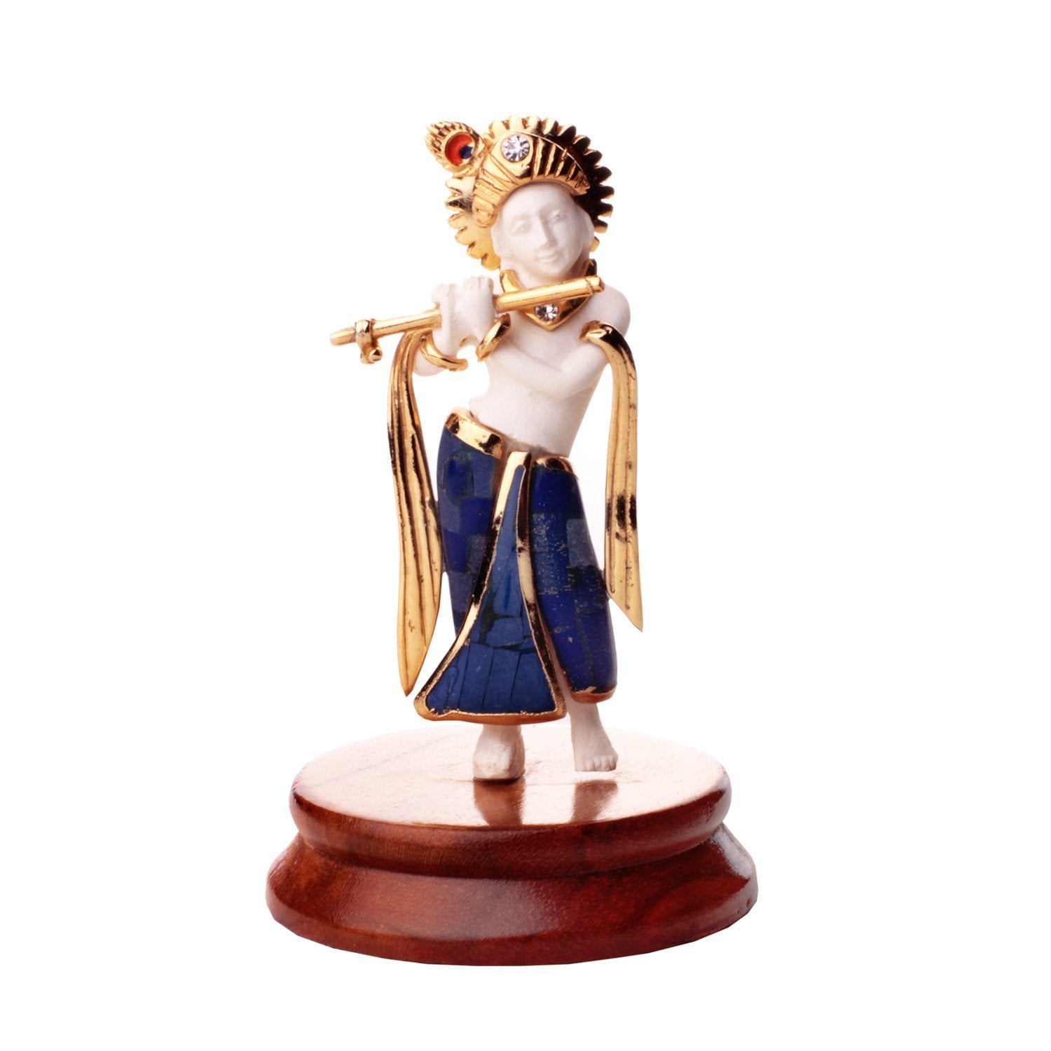 Krsna Idol - White In Lapis Lazuli , Resin and Gold Plated