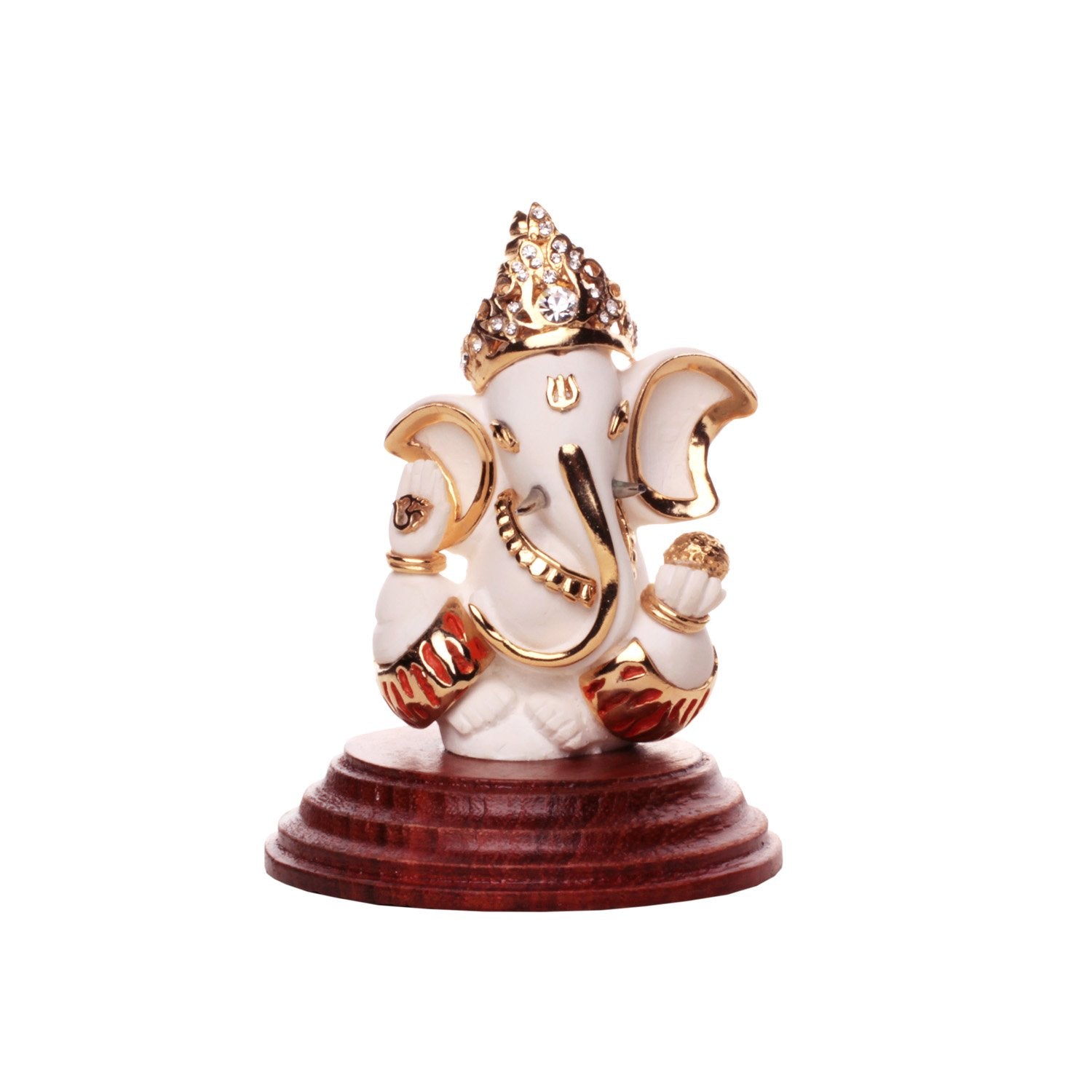 Avignha Ganesha Idol - White in Resin and Gold Plated