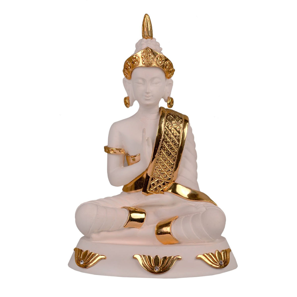 Buddha - White in Resin and Gold Plated