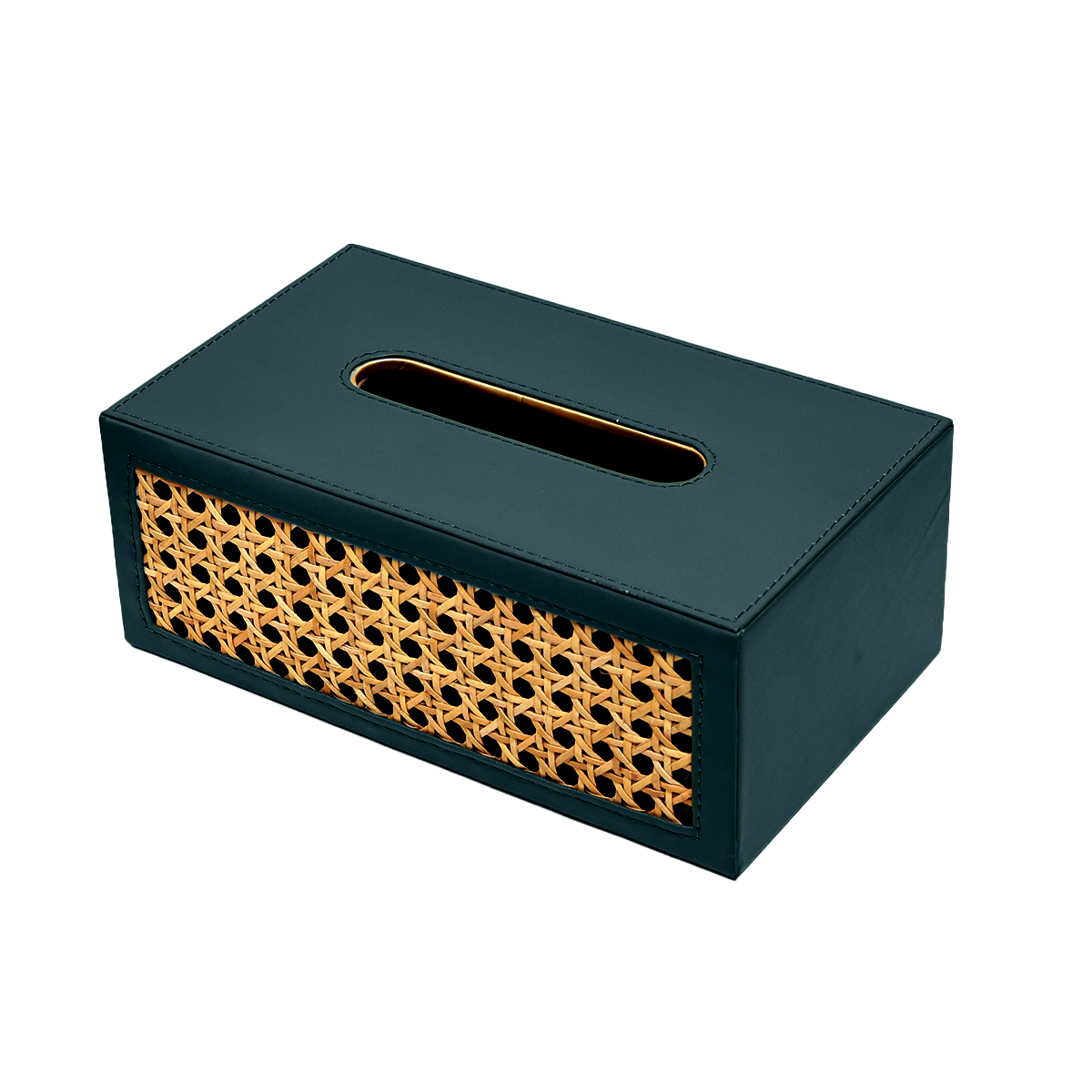Modura Rattan Tissue Box - Rattan and Faux Leather