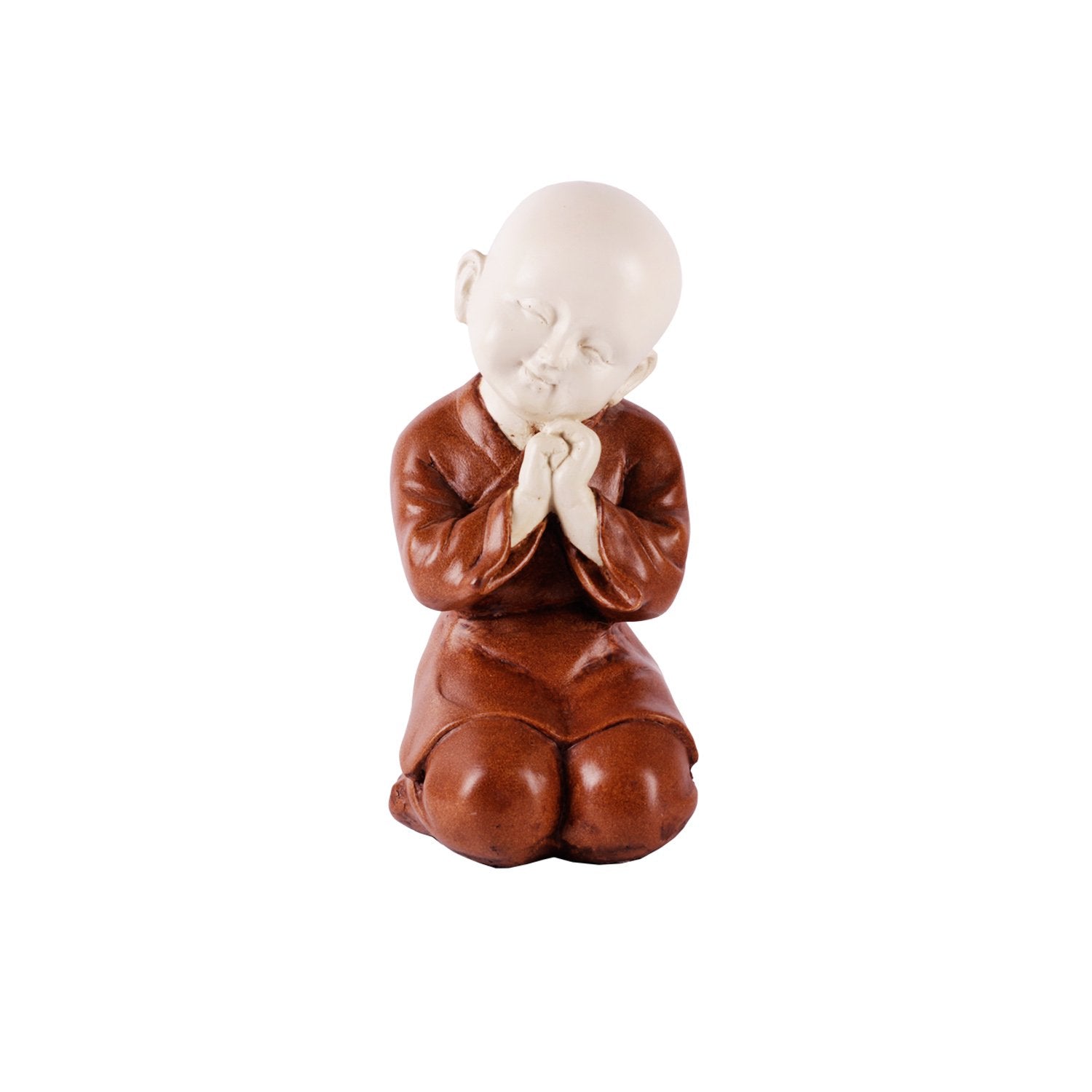 Praying Baby Monk - Small Brown in Composite Marble
